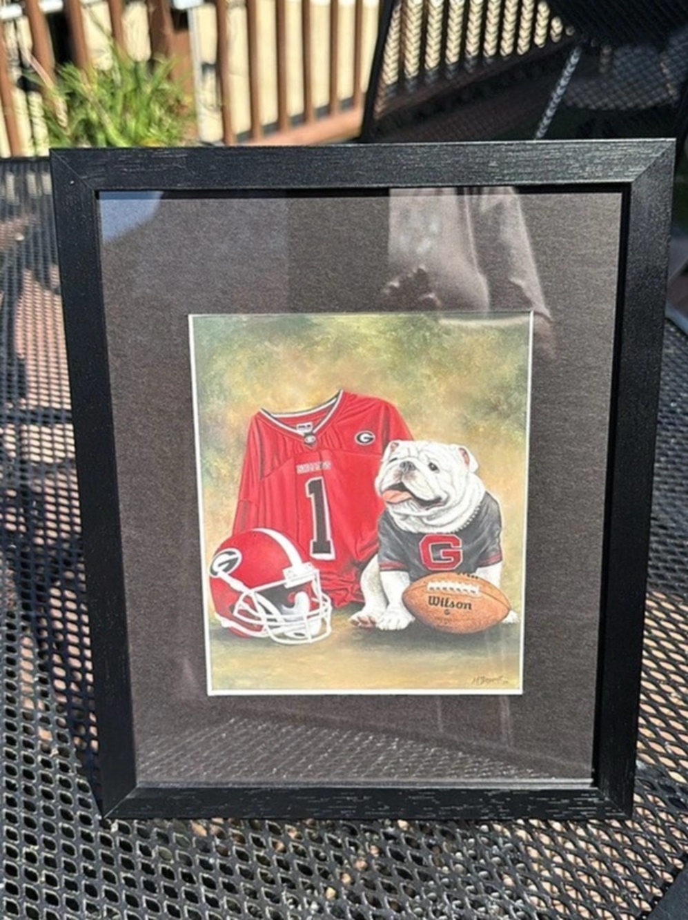 Framed Football Art in Black & Red 8x10 framed